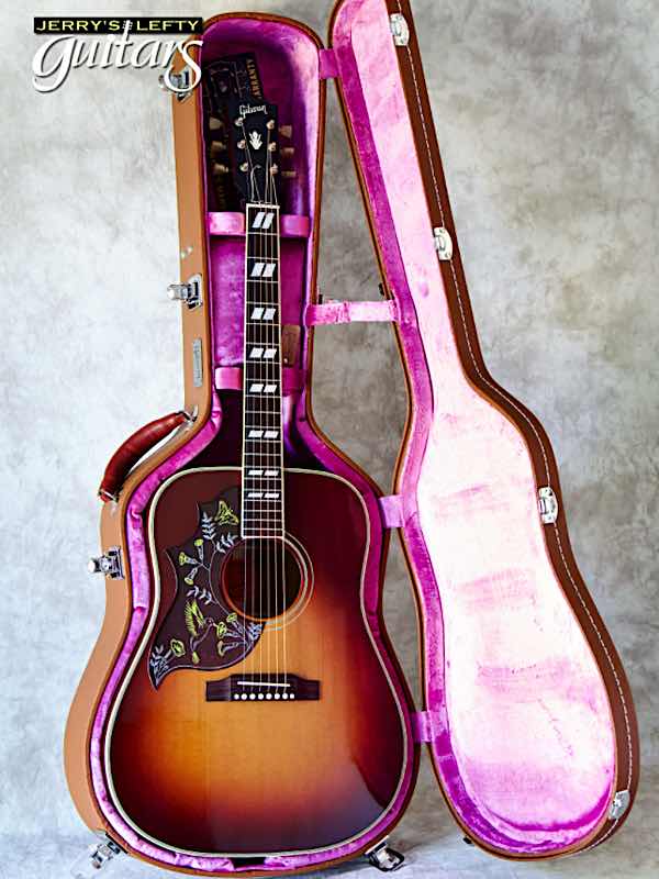 for sale left hand guitar 2016 Gibson Vintage Edition Hummingbird Deep Cherry Burst No.057 Case view