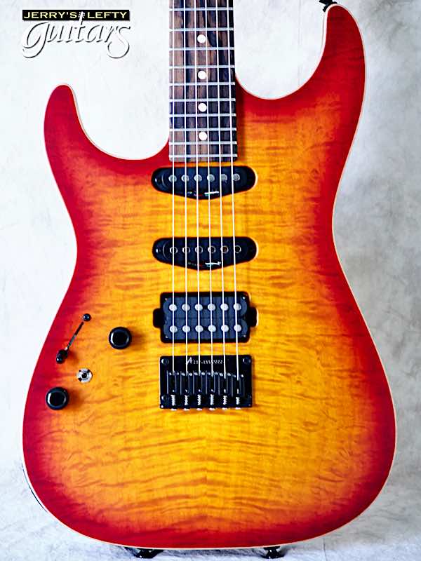 sale guitar for lefthanders new electric Anderson Cobra S Satin Amber to Cherry Burst No.822 Close-up View