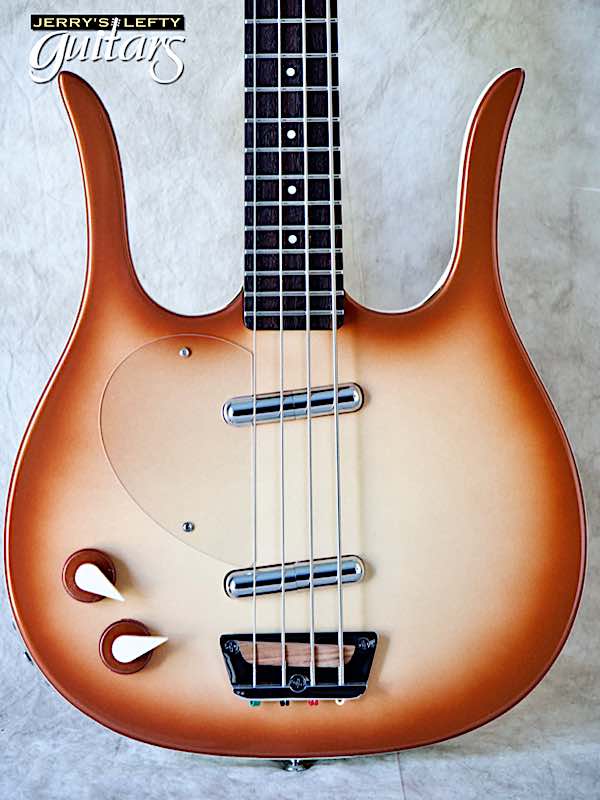 sale guitar for lefthanders new electric Danelectro Longhorn Bass Copperburst No.771 Close-up View