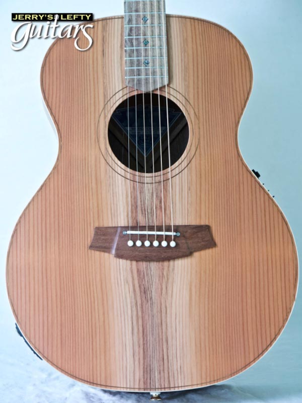 for sale left hand guitar new acoustic Cole Clark AN2E Redwood-Blackwood Close-up view