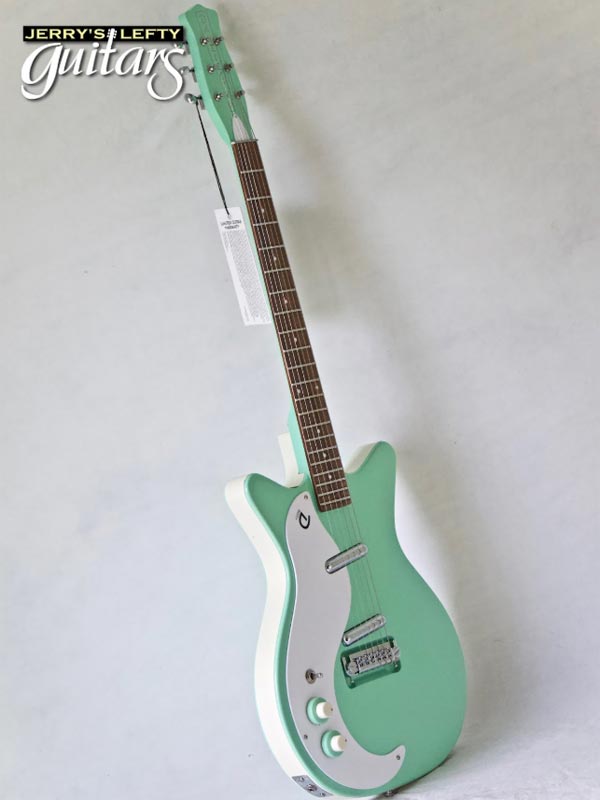 for sale left hand guitar new electric Danelectro 59 MOD Plus Seafoam Green Side view