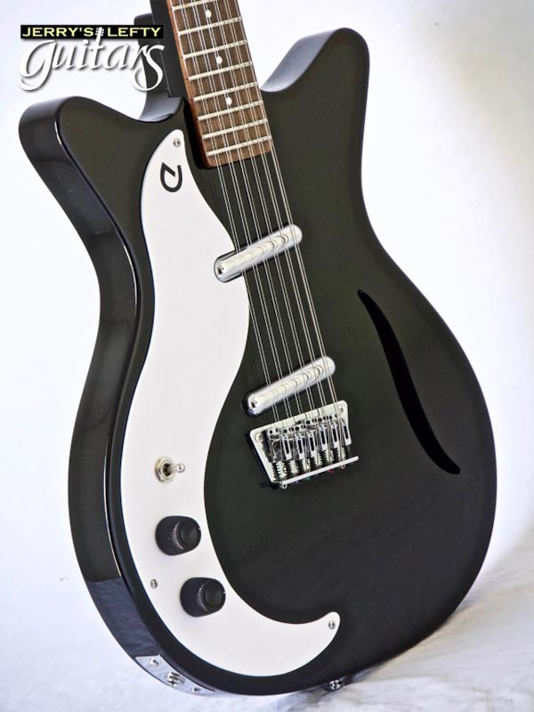 for sale left hand guitar new electric Danelectro 59 Vintage 12 String Black Side Close-up view