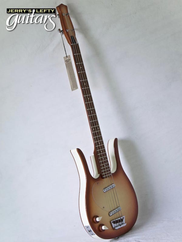 for sale left hand guitar new electric Danelectro Longhorn Bass Copperburst Side view