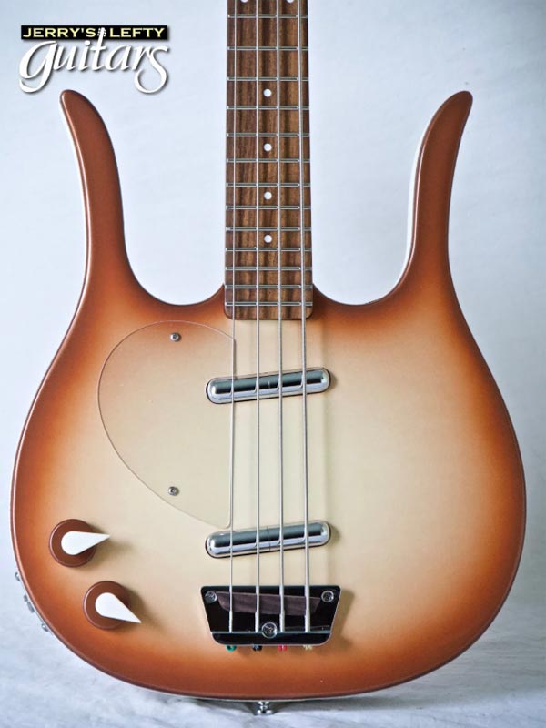for sale left hand guitar new electric Danelectro Longhorn Bass Copperburst Close-up view