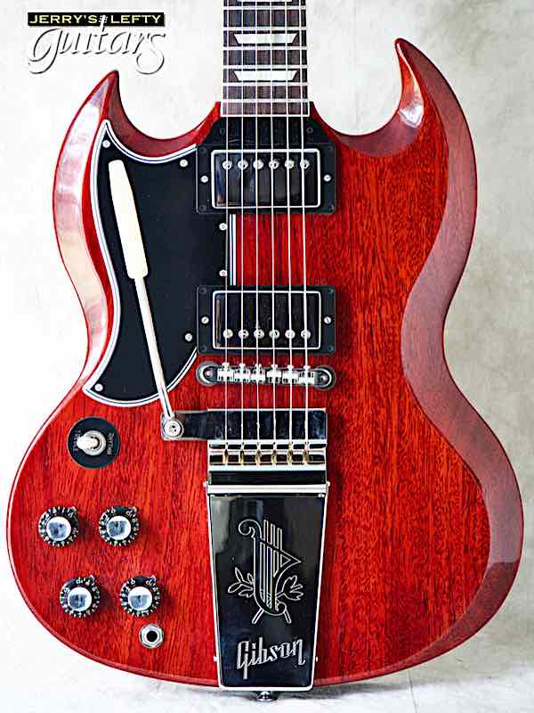 sale guitar for lefthanders used electric Gibson Custom Shop 1964 Reissue SG Standard Cherry w/Vibrola No.702 Close-up View