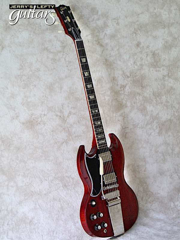 sale guitar for lefthanders used electric Gibson Custom Shop 1964 Reissue SG Standard Cherry w/Vibrola No.702 Side View