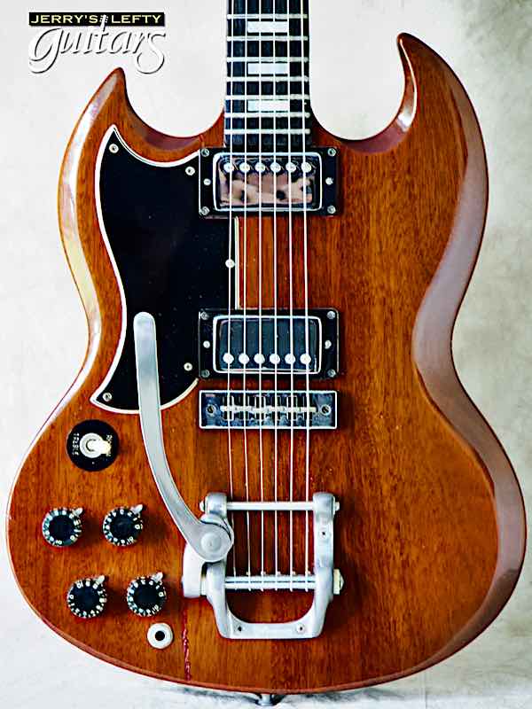 sale guitar for lefthanders used electric 1974 Gibson SG Standard w/Bigsby No.711 Close-up View