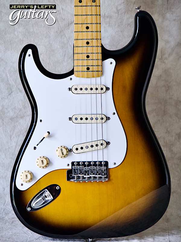 sale guitar for lefthanders used electric 1996 Fender MIJ Reissue '50s Stratocaster 2 Tone Burst No.467 Close-up View
