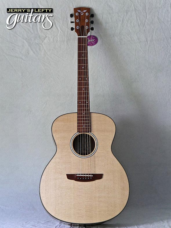 for sale left hand guitar new acoustic Goodall Aloha Koa Concert Jumbo Back view