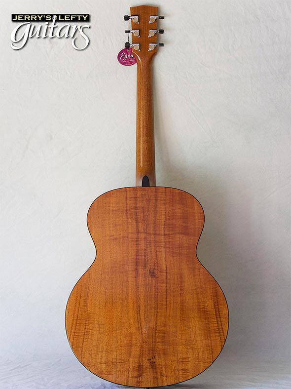 for sale left hand guitar new acoustic Goodall Jumbo Aloha Koa Back view