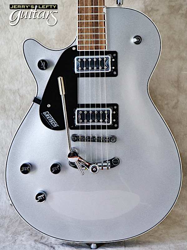 sale guitar for lefthanders new electric Gretsch 5230 FT Jet Airline Silver w/Vibrato No.495 Close-up View