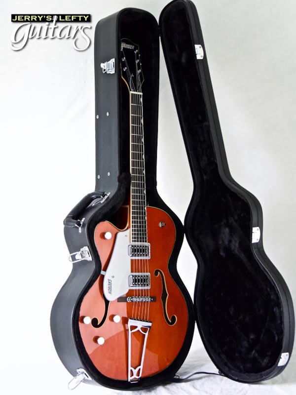 for sale left hand guitar new electric Gretsch G5420 in Orange Case view