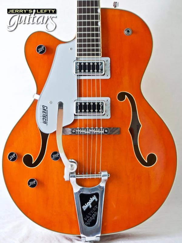 for sale left hand guitar new electric Gretsch G5420T Orange Close-up view