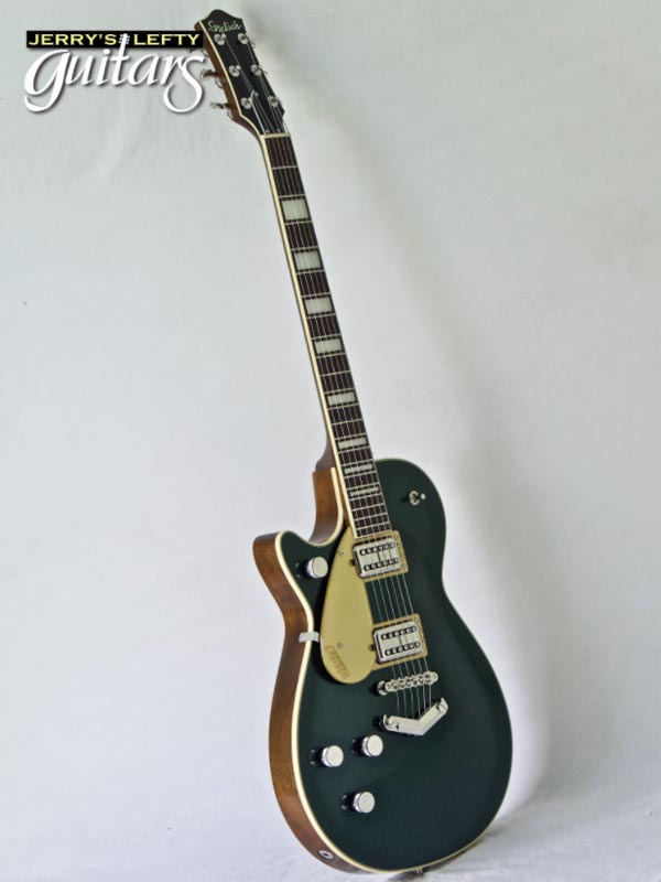 for sale left hand guitar new electric Gretsch 6228 Players Edition Duo Jet Cadillac Green Side view