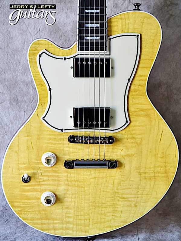 for sale left hand guitar Kauer Starliner Deluxe Lemon Yellow No.138 Close-up view