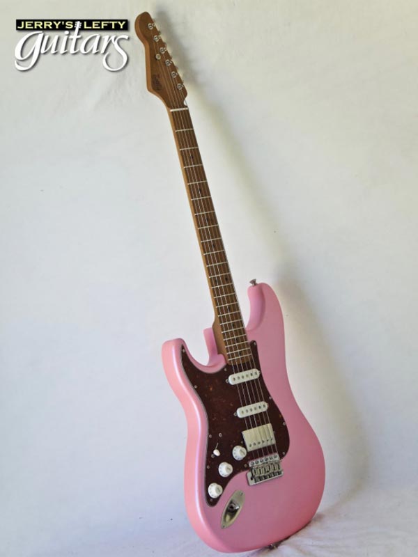 for sale left hand guitar new electric LsL Saticoy One B Ice Pink Pearl Metallic Side view