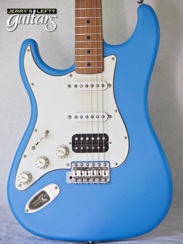for sale left hand guitar new light relic LsL Saticoy One B DeSoto Blue Close-up view