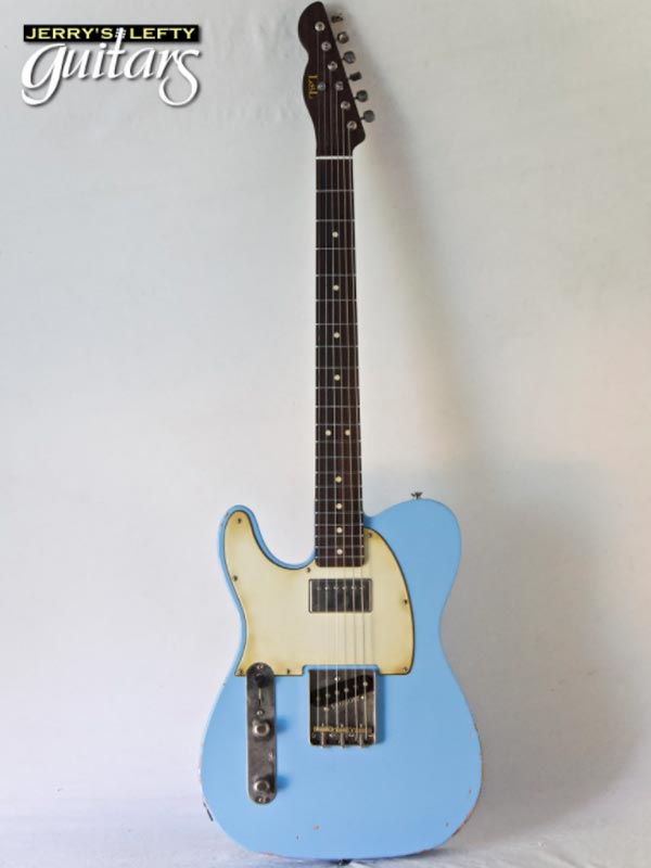 for sale left hand guitar new medium relic LsL T Bone Custom DeSoto Blue Front view