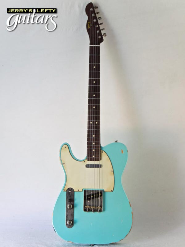 for sale left hand guitar new medium relic LsL T Bone Custom Seafoam Pearl Front view