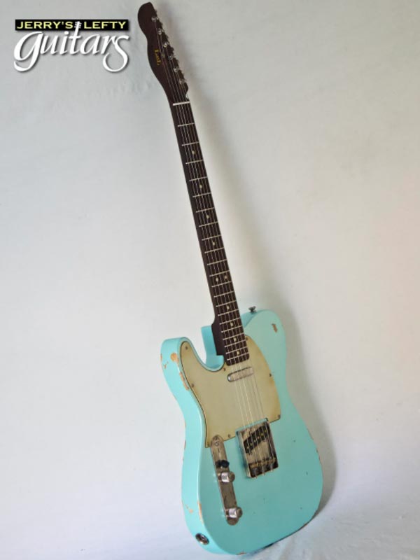 for sale left hand guitar new medium relic LsL T Bone Custom Seafoam Pearl Side view