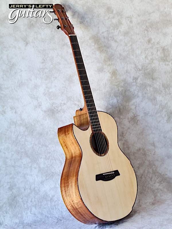 sale guitar for lefthanders new Maestro Raffles Small Jumbo Adirondack/Koa Custom No.637 Side View