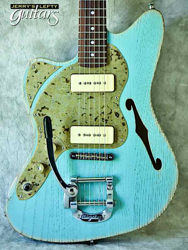 sale guitar for lefthanders new electric Paoletti 112 Lounge Surfgreen No.421 Close-up View