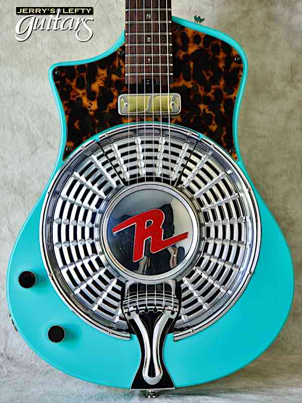 sale guitar for lefthanders new electric resonator Asher Resosonic Rambler Seafoam Green No.309 Close-up View