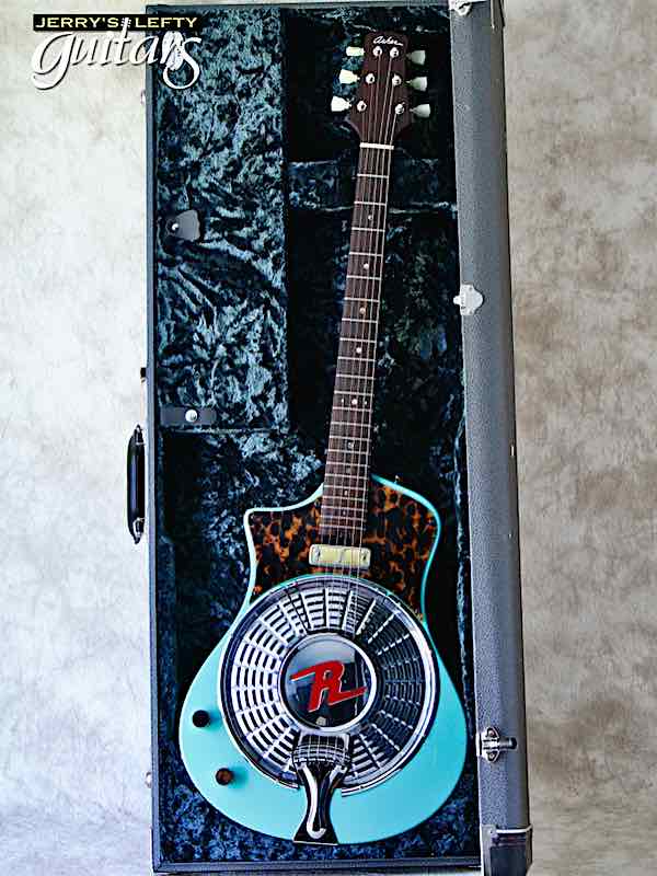 sale guitar for lefthanders new electric resonator Asher Resosonic Rambler Seafoam Green No.309 Case View