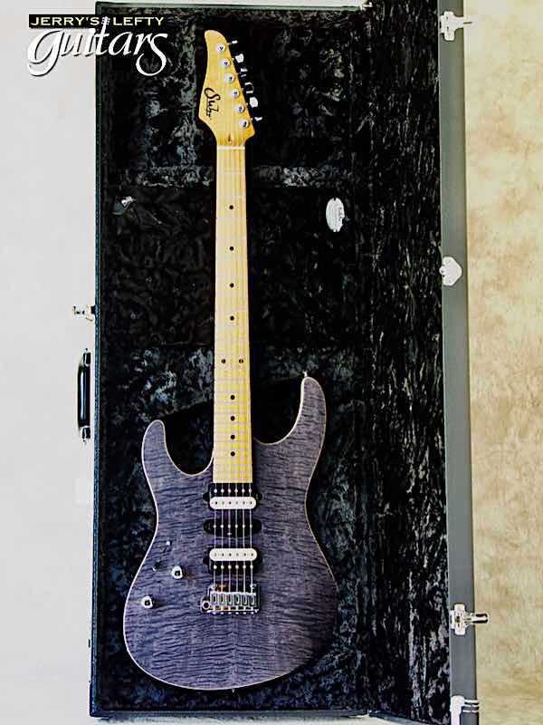 sale guitar for lefthanders new electric Suhr Custom Modern Satin Flame Trans Charcoal No.001 Case View