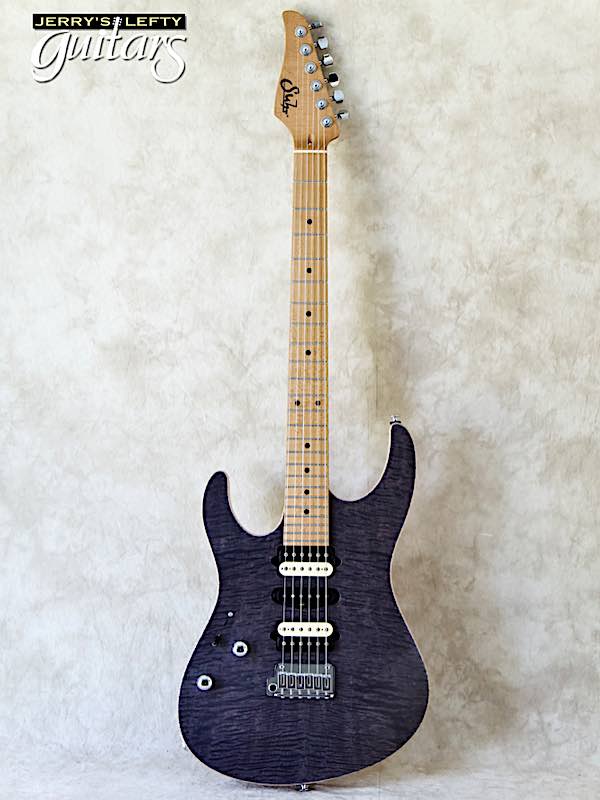 sale guitar for lefthanders new electric Suhr Custom Modern Satin Flame Trans Charcoal No.001 Front View