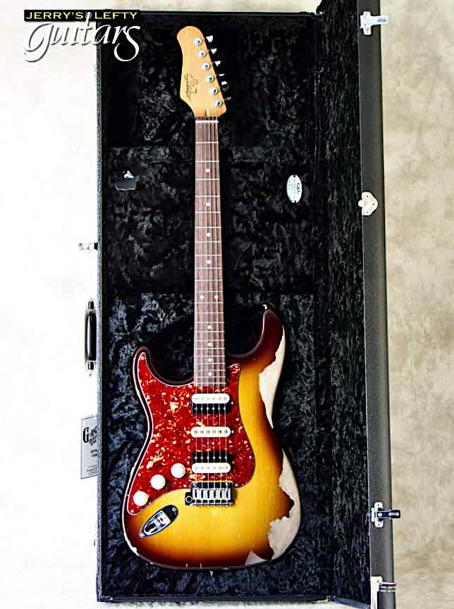 for sale left hand guitar Suhr Ian Thornley Signature Classic S Antique Roughneck No.163 Case view