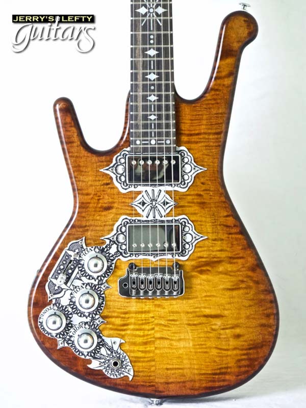 for sale left hand guitar new electric Teye Gypsy Queen Woody Amber Burst Close-up view