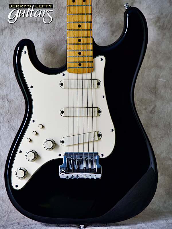 sale guitar for lefthanders used 1983 Fender Vintage Elite Stratocaster in Black No.356 Close-up View